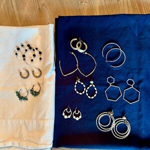 10 pairs of Hoop Earring Sets. All in excellent condition.